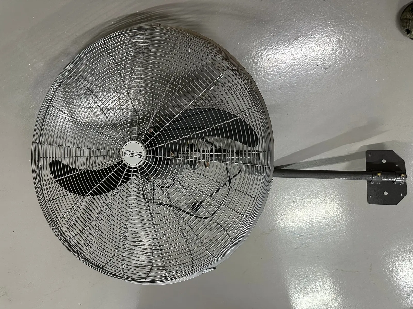 Fantech wall mounted oscillating fan installed on a wall